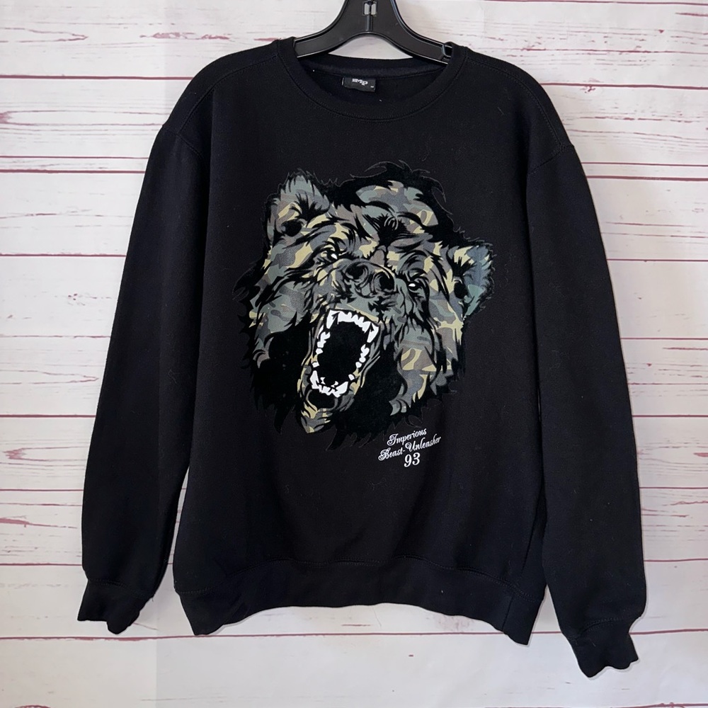 IMPERIOUS Beast unleasher 93 mens black sweatshirt size M bear graphics